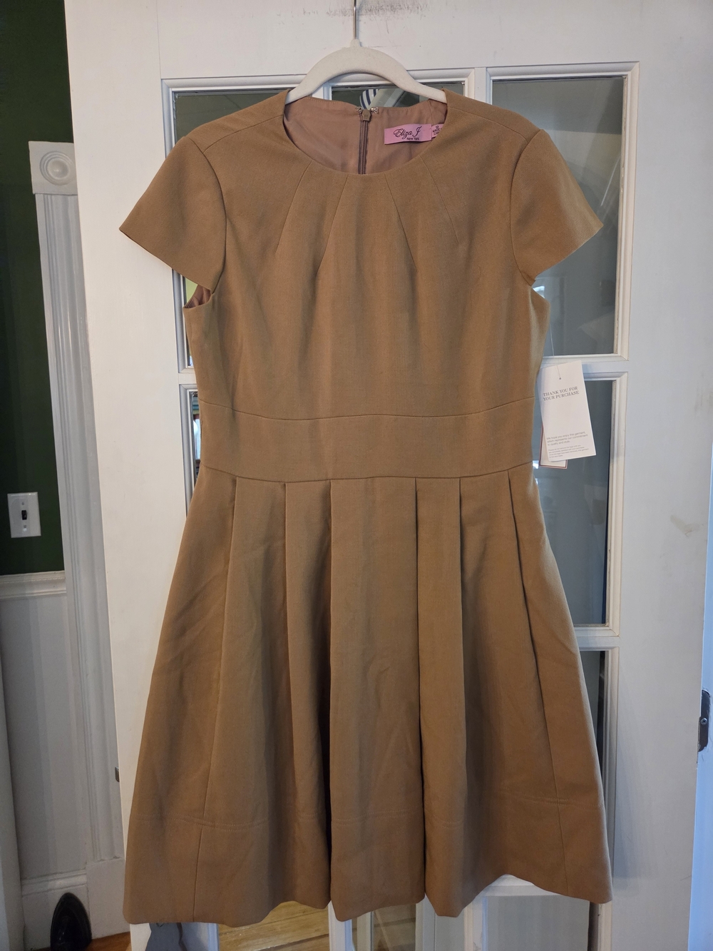 Eliza J Camel Tan Fit-and-Flare Dress - Size 12